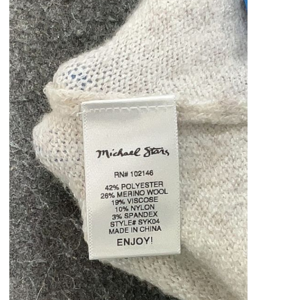 Michael Stars Merino Wool Blend Knit Hooded  Poncho Sweater SZ Small - Picture 5 of 6